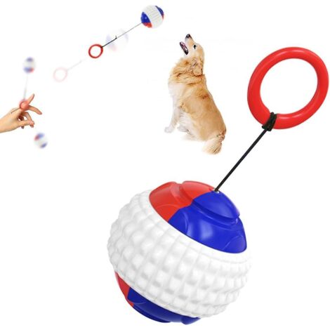 Balle à mâcher en caoutchouc naturel bleu avec corde pour chiens de toutes tailles