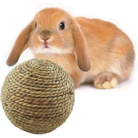 Balle à mâcher en herbe naturelle pour petits animaux, idéale pour le nettoyage et le meulage des dents. Convient aux petits animaux.