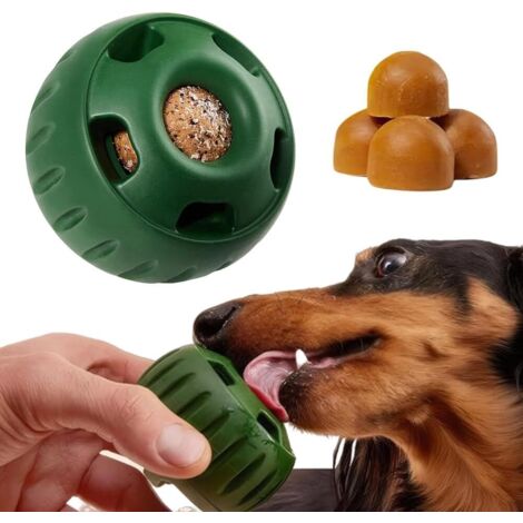 Balle à mâcher pour chien - Distributeur de nourriture pour chien réutilisable - Jouet interactif pour chien - Soulage l'anxiété - Boules de nourriture qui fuit