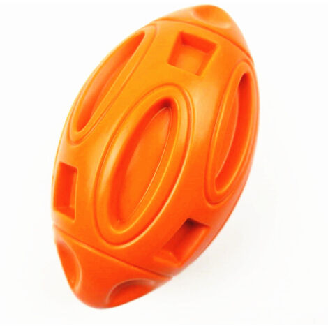 Balle à mâcher pour chiot en caoutchouc avec couinement, jouet pour animaux de compagnie pratiquement indestructible et durable pour les races moyennes et grandes(orange)