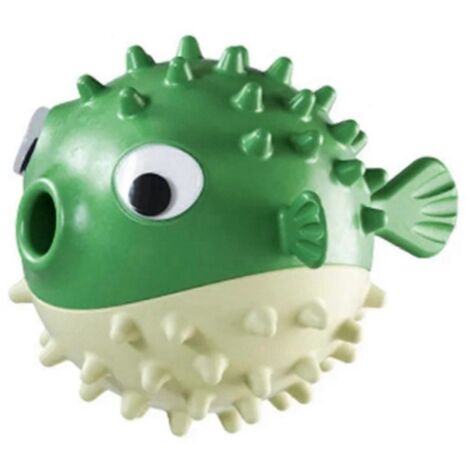 Balle anti-fuite de nourriture pour chien en forme de poisson, jouet résistant aux morsures, verte