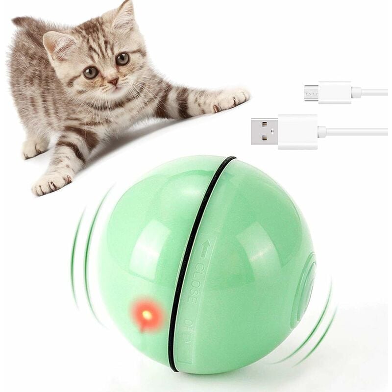 

Balle de chat interactive rechargeable balle de jouet interactive pour chat, rotation automatique à 360 degrés avec lumière LED, balle de chasse pour