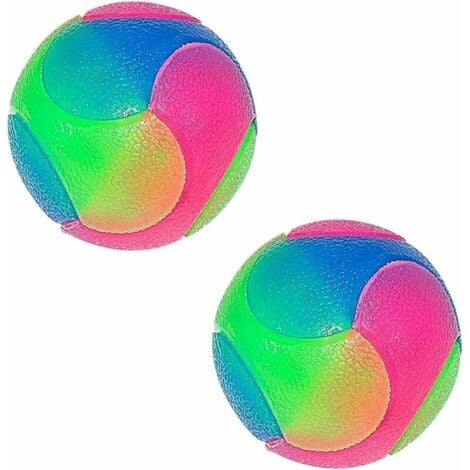 SHINING HOUSE Balle de Chien LED Balle Jouet pour Chien Balle Lumineuse Rebondissante Interactive avec Clignotant élastique Dog Ball Jouet pour Chien à Paillettes (2PK Smooth Ball)