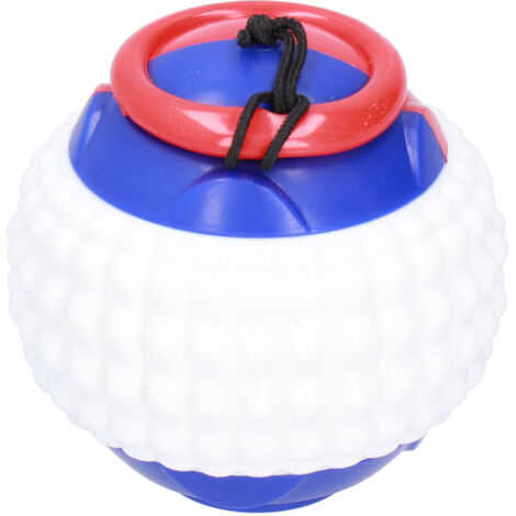 Balle de jeu pour chien avec corde en caoutchouc - Jouet à mâcher résistant pour dressage et activité interactive - Bleu