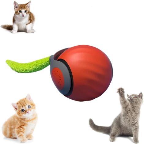 Balle De Jouet pour Chat à Déplacement Automatique, Balle Intelligente Rechargeable par USB, Réglage à Deux Vitesses，pour Chats De Tous âges Convient. (Orange)