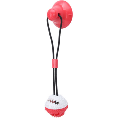 Balle de Mastication pour Chien avec Ventouse - Distributeur de Nourriture Interactif pour Nettoyage Dentaire (Rouge et Blanc)