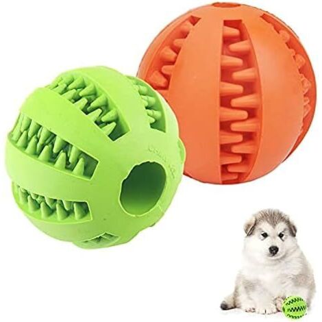 Balle de Morsure de Chien en Caoutchouc Naturel, Caoutchouc Naturel à la Menthe, Boule de Nourriture pour Chien, Deux Jouets de Nettoyage de Dents de Chien de 5 cm