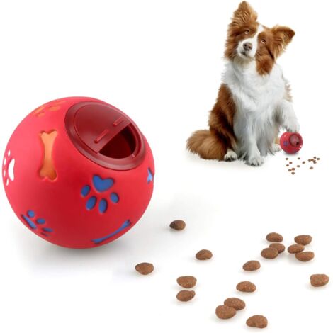 Balle de Nourriture pour Chien Jouet pour Chien Intelligence Distributeur de Nourriture pour Chien Puzzle Jeux d'Entraînement à Alimentation Lente (Rouge)