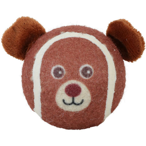 Balle de tennis ø 8 cm en forme d'animaux tête OURSON pour chien - zolux