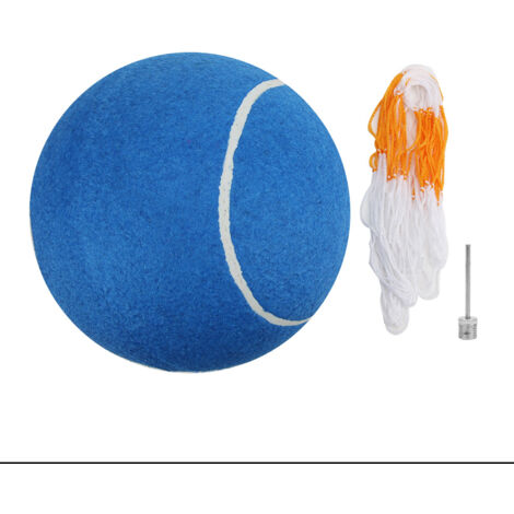 Balle de tennis en caoutchouc gonflable géante 8 pouces pour chien avec filet de jeu, jouet pour animaux de compagnie bleu