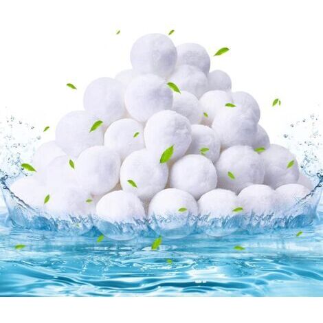 Balle filtrante Piscine 500g, remplace 28 kg de Sable filtrant, Boules filtrantes réutilisables, Boules filtrantes pour piscines, Aquariums, Convient à Divers Systèmes de Filtration, Blanc
