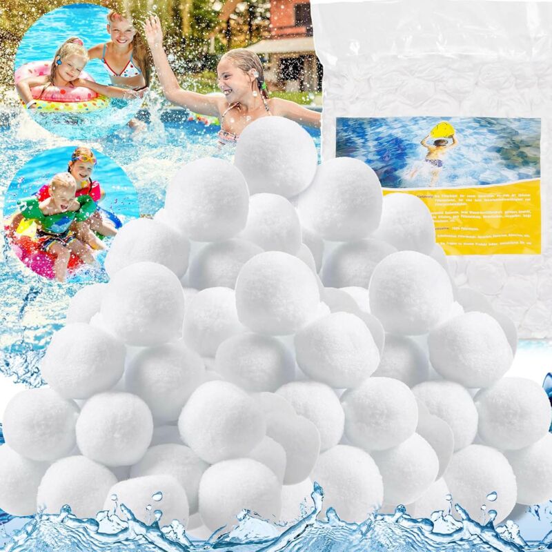 Balle Filtrante Piscine, 800g Balles Filtrantes Remplacer 29kg Sable pour Filtre Piscine, Réutilisable Boule Filtrante S'applique à Pompe Filter,