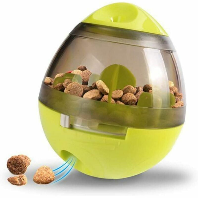 Balle Friandise de Chien, Distributeur Croquettes pour Chien et Chat, Boule de Nourriture, Jouet Interactif, Slow Eating Boule, Ensoleillé