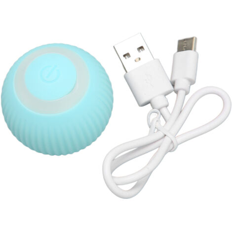 Balle Interactive Intelligente pour Chat, Rechargeable USB, Évite les Obstacles, 2 Modes de Jeu, Résistante aux Morsures, Bleu Vert