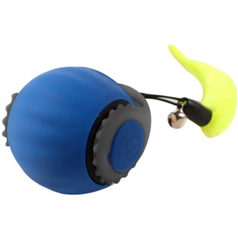 Balle interactive pour chat, auto-rotative rechargeable en silicone (bleue)