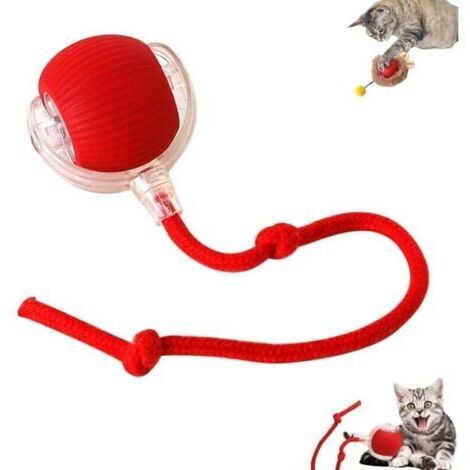 Balle interactive pour chat - Jouet électrique pour chat - Rechargeable par USB - 3 modes de travail - 3 modes de fonctionnement - 360° - Pour chats et chiens - Rouge