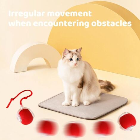 Balle interactive pour chat - Jouet électrique pour chat, rechargeable par USB, trois modes de fonctionnement, balle intelligente roulant à 360°, jouet pour chat et chien (rouge).