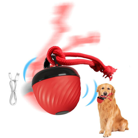 Balle interactive pour chien, balle intelligente pour animaux de compagnie, avec corde, jouet pour chien à déplacement et roulement automatiques, adapté aux chiens de petite, moyenne et grande taille