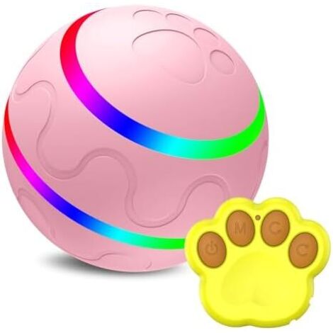 Balle jouet interactive étanche pour chien, jouet pour chien à mouvement automatique, balle pour animaux de compagnie à secouer télécommandée, rechargeable par USB (rose, avec télécommande).