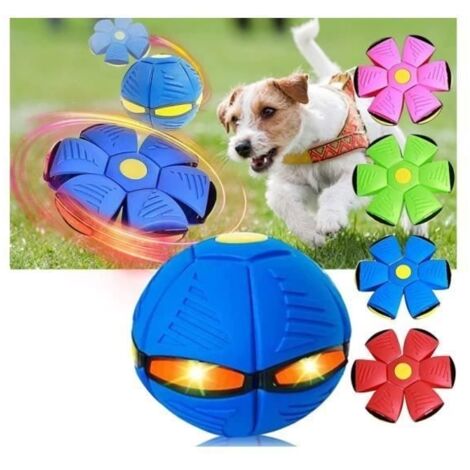 Balle pour Chien de Soucoupe Volante Lumineuse de Couleurs, Pet Toy Flying Saucer Ball, Balle Chien Indestructible, (Bleu)