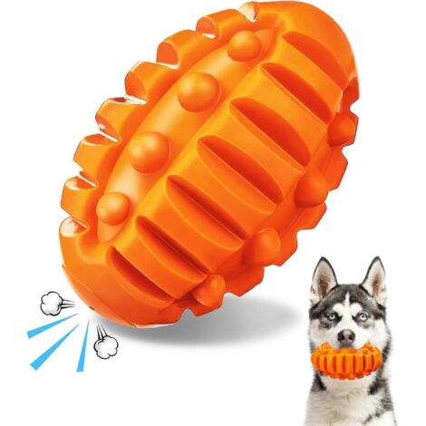 Balle pour chien, jouet interactif 12,7 x 7,6 cm, balle indestructible au goût de bœuf, jouet à mâcher couineur pour chiens moyens et grands