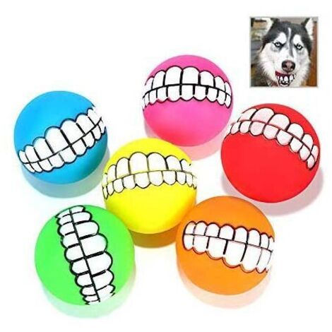 Balle pour chien,Lot de 6 balles de Chien Amusantes pour Chien Motif Dents de mâchage sonore pour Chien Balles interactives Guazhuni  (Couleur aléatoire)