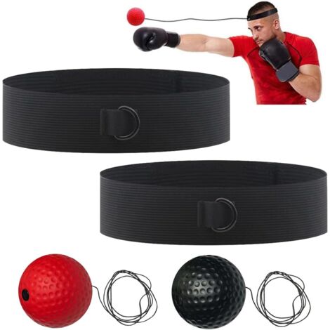 Balle réflexe boxe set, 2 balles + 2 bandeaux ajustables, améliore coordination œil-main/réaction