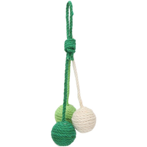 Balle suspendue en sisal pour chat, jouet interactif à mâcher coloré pour intérieur, vert et blanc