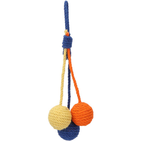 Balle suspendue en sisal pour chat, jouet interactif à mâcher coloré rouge jaune bleu pour intérieur