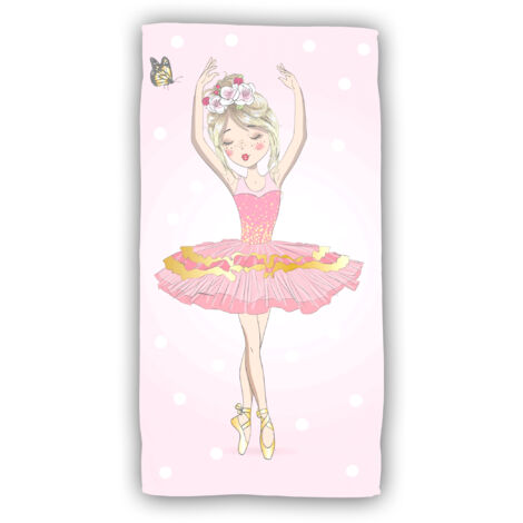 Ballerina Baumwolle Strandtuch Frottee Badetuch mit Premium Druck, 70x140 cm