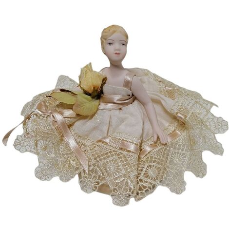 ballerina danza classica bambola collezione in porcellana carillon rifinita con vestito tulle raso pizzo made in italy