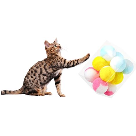 Balles en peluche colorées pour chats - lot de 12