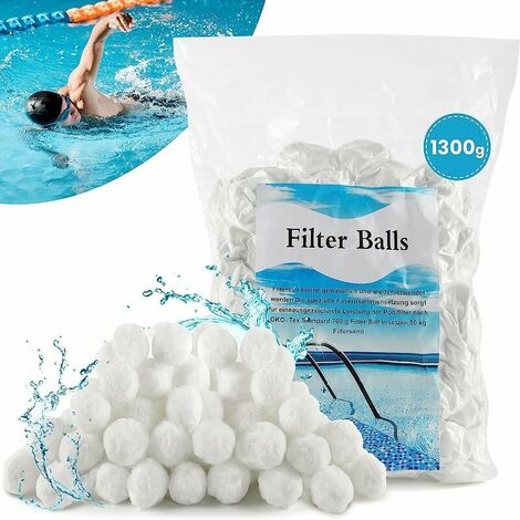 Balles Filtrantes 1300g Boules De Filtre De Piscine, Alternative pour 46 Kg Sable Filtrant Sable De Quartz, Média Filtre à Fibres pour Piscine, Convient à Divers Systèmes De Filtration