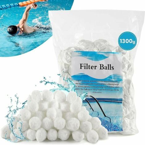 Balles Filtrantes 1300g Boules De Filtre De Piscine, Alternative pour 46 Kg Sable Filtrant Sable De Quartz, Média Filtre à Fibres pour Piscine, Convient à Divers Systèmes De Filtration