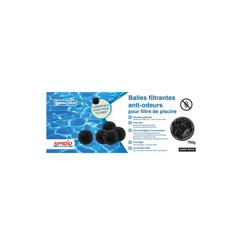 SPIDO - Balles filtrantes black Aqualoon charbon actif 700g
