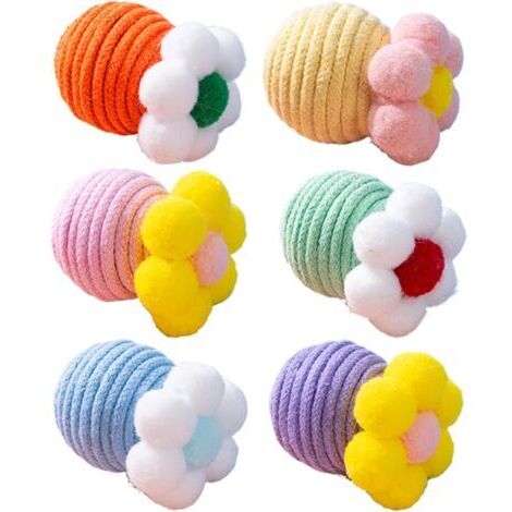 Balles interactives pour chat – Ensemble de 6 balles avec corde pour stimuler le jeu actif et l'exercice