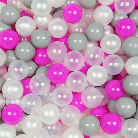 Balles jouets ø7cm 100pcs perle, transparente, grise, rose