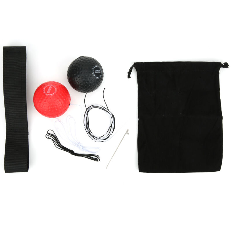 Ballon de Boxe Monté sur Tête Ajustable en Mousse PU - Équipement Fitness Noir et Rouge