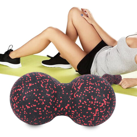 Ballon de massage sportif 24x12cm pour points d'acupuncture - Équipement fitness yoga (rouge noir)