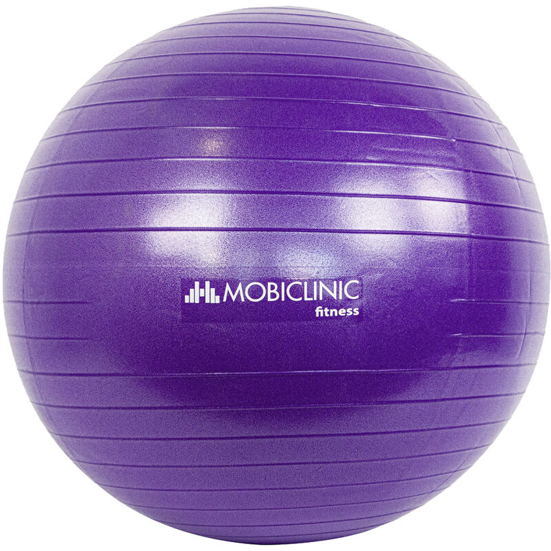 Mobiclinic - Ballon de Pilates Antiderapant Anti-perforation Inclus le gonfleur Lavable 65 cm Violet PY-01