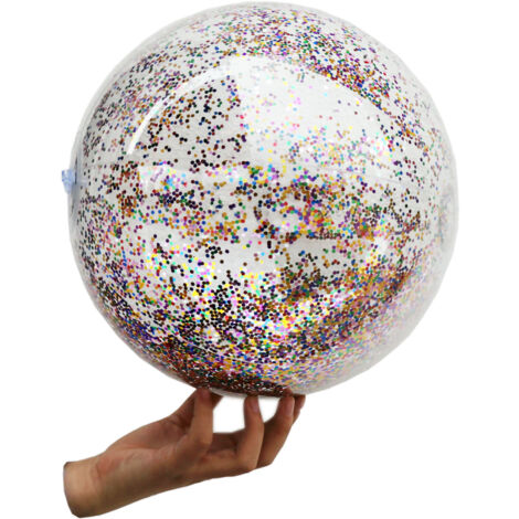 Ballon de plage pailleté 16 pouces gonflable PVC pliable pour piscine extérieure
