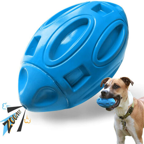 Ballon de rugby pour chien de rugby résistant aux morsures en caoutchouc bleu clair