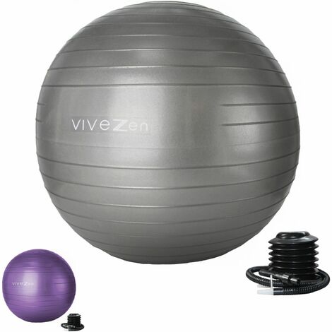 Ballon de yoga, fitness, gymnastique, grossesse en PVC antidérapant - Diam 55 cm - Gris - Vivezen