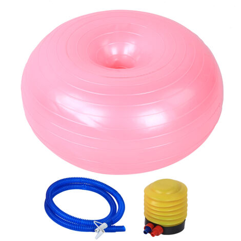 Ballon de Yoga Gonflable Anti-Explosion en Forme de Beignet Rose PVC Épais 50cm