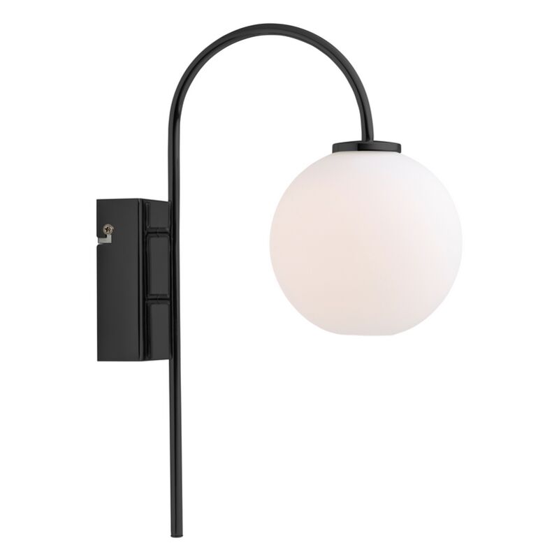 Ballon Lampada da parete nera, vetro opalino, cavo...