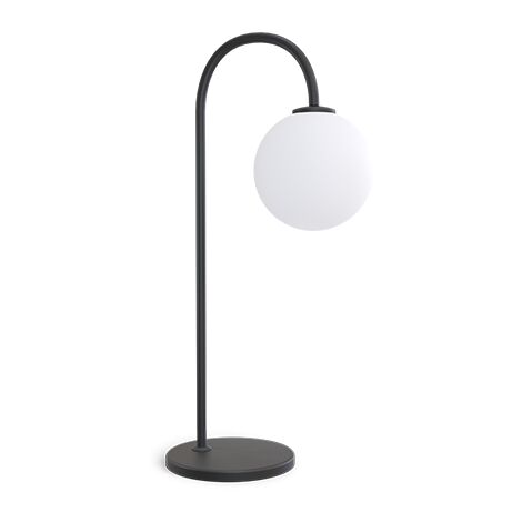 Ballon Lampe à Poser Globe Noir, Verre Opale, Gradateur Sur Cordon 1x G9