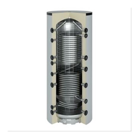 Ballon sanitaire-chauffage acier 1000 litres 1 serpentin, prépa eau chaude inox 2070x990(790) classe A+