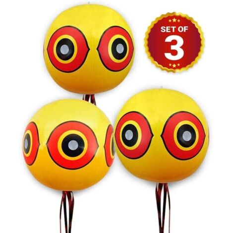 Ballons Repulsif - Anti Pigeon Effaroucheur d'oiseaux - pour éloigner Pigeons, Corbeau et Plus - à Utiliser avec Ultrason/pic/Filet - Paquet de 3
