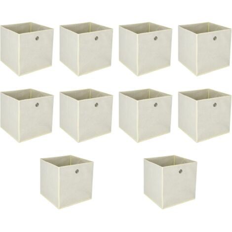 BALLSHOP Lot de 4/8/10/12 Cubes de Rangement, bacs cubiques de rangement pliables, pour Jouets, Vêtements, Chambre d'enfant - 32 x 32 x 32 cm/Beige/Gris/Noir (Lot de 10 Beige)