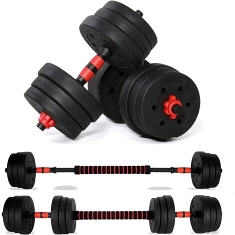 BALLSHOP Musculation Reglable, 20kg,Ensemble D'haltères Pour Hommes 2 En 1, Disque Musculation Dumbbells Barres Pour La Salle De Sport